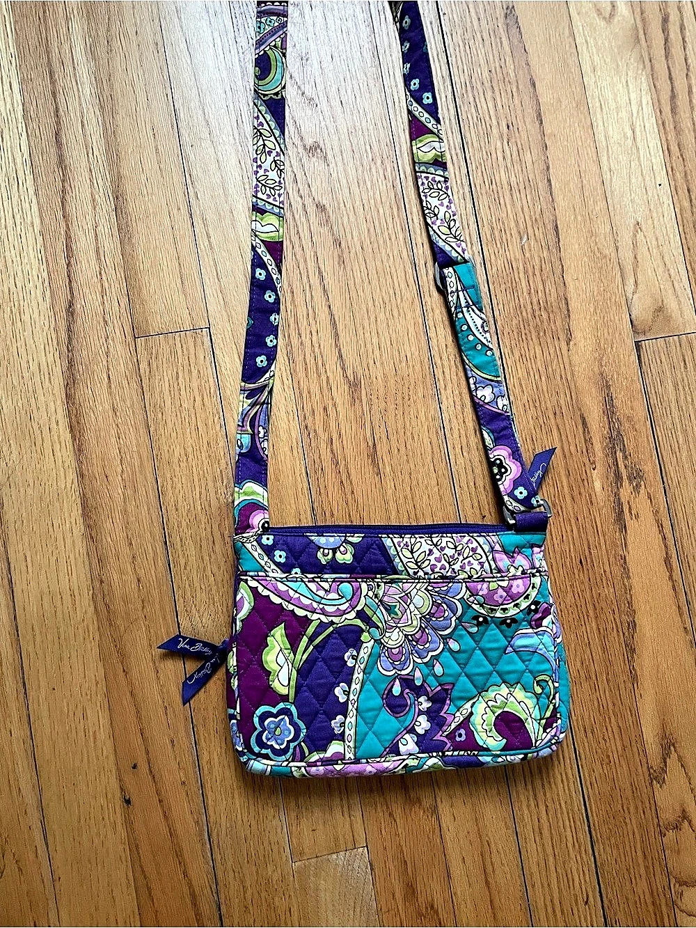 Vera Bradley Floral Quilted Crossbody in Purple & Blue